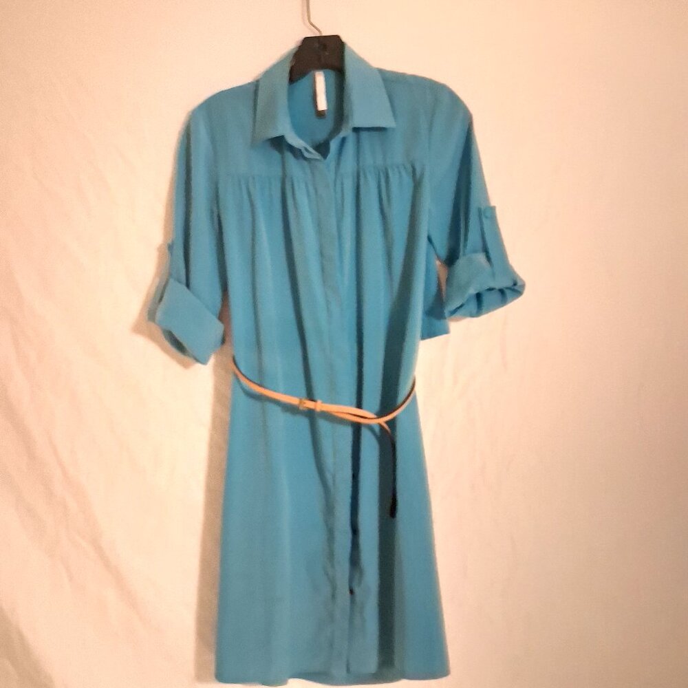 Sachin + Babi Teal shirt dress with back vent Size 0